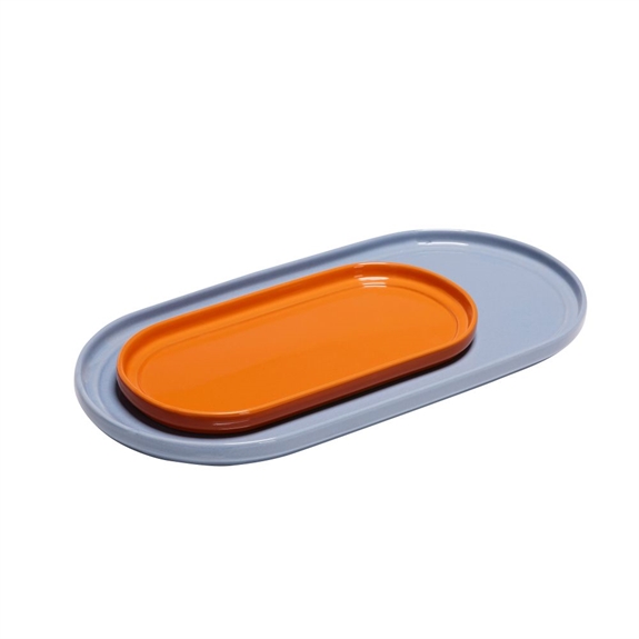 Hübsch Amare Serveringsfade - Lyseblå/Orange
