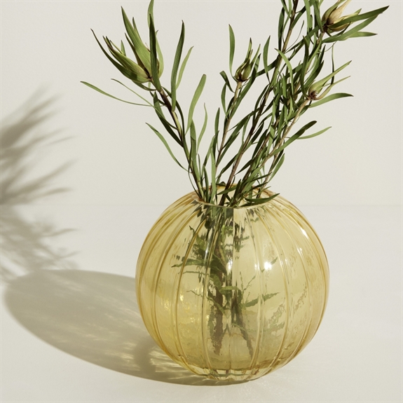 Hübsch Fleur Vase Rund - Gul