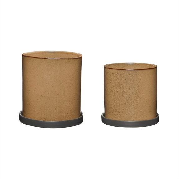 Hübsch Era Potte - Brun (sæt af 2)