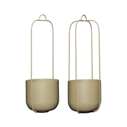Hübsch Lotus Hængepotte - Khaki (sæt af 2)